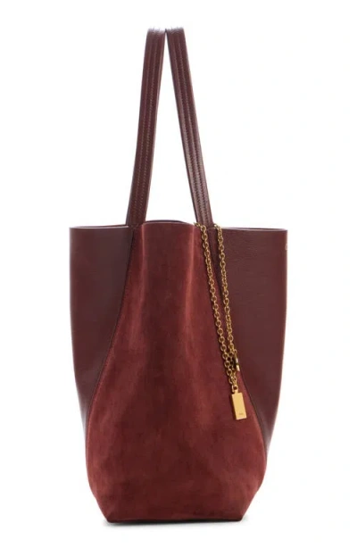 Chloé Large Spin Leather & Suede Tote In Brown