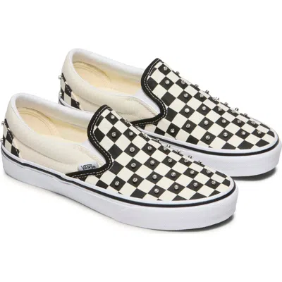 Vans Classic Slip On Sneakers Checkerboard Rhinestone Black In Multi