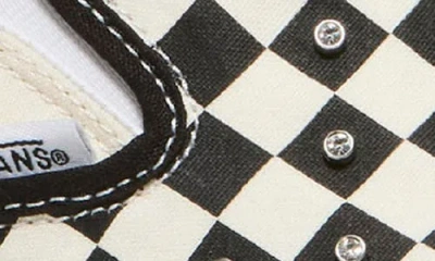 Vans Classic Slip On Sneakers Checkerboard Rhinestone Black In Multi
