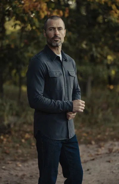 The Normal Brand Tentoma Cotton Stretch Twill Snap-up Western Shirt In Black