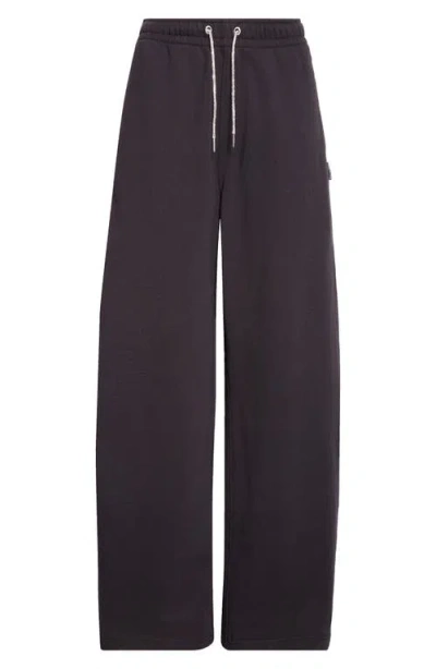 Alexander Wang Wide Leg Sweatpants With Rhinestone Drawstring In Black