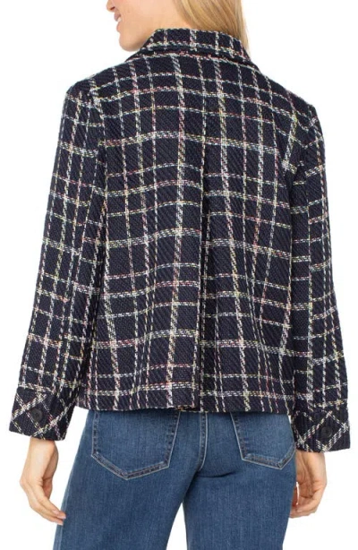 Liverpool Los Angeles Windowpane Pleated Back Jacket In Blue