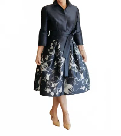 Frascara Floral Mini Shirtdress In Navy In Black