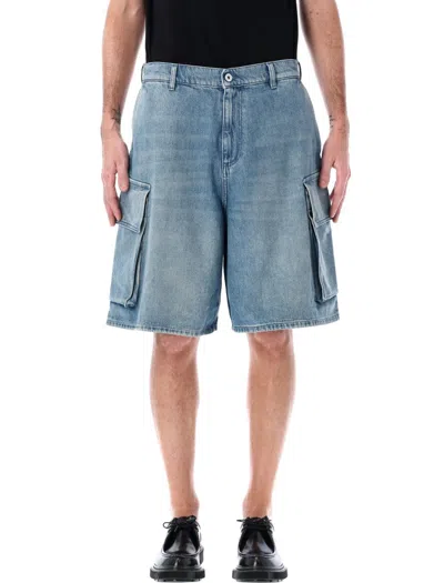 Jw Anderson Relaxed Fit Light Blue Denim Cargo Shorts In Blue