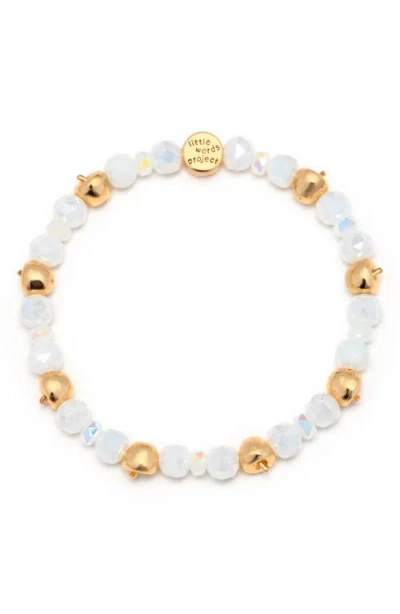 Little Words Project All Over Apple Stacker Beaded Bracelet In White