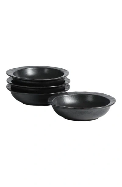 Stone Lain Oasis Stoneware 4-piece Pasta Bowl Set In Black
