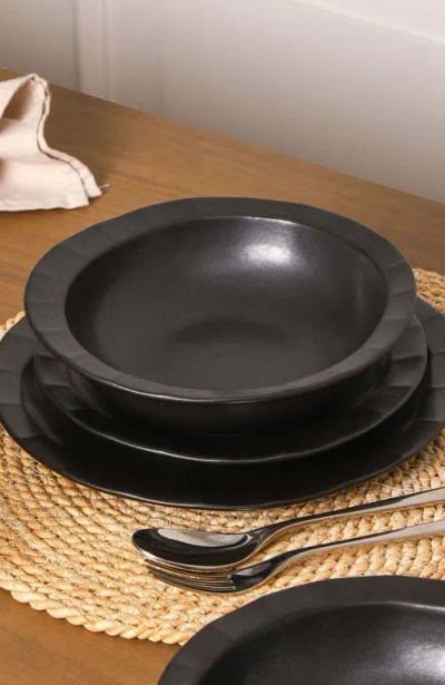 Stone Lain Oasis Stoneware 4-piece Pasta Bowl Set In Black