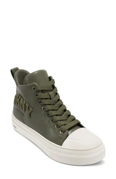 Dkny Women's Yaser Lace Up Mid Sneaker In Green