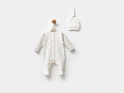 Moi Noi Zigzag One-piece Set In White