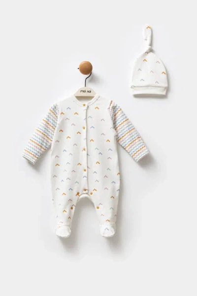 Moi Noi Zigzag One-piece Set In White