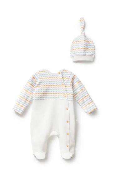 Moi Noi Multicolor Zigzag One-piece Set In White