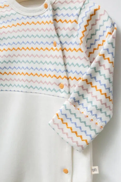 Moi Noi Multicolor Zigzag One-piece Set In White