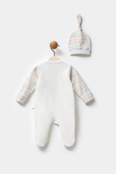 Moi Noi Multicolor Zigzag One-piece Set In White