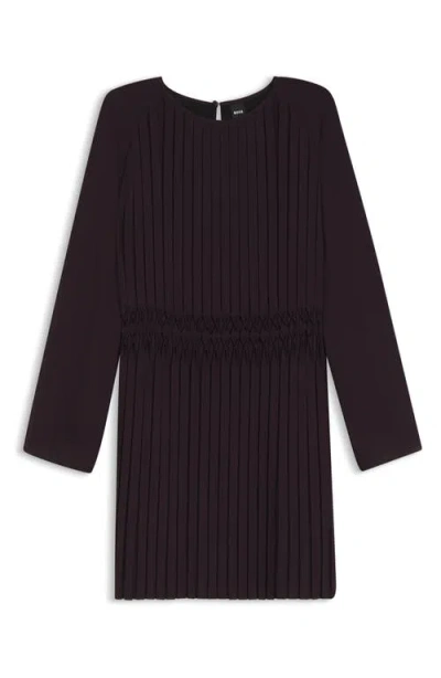 Hugo Boss Boss Daliette Pleated Long Sleeve Dress In Red