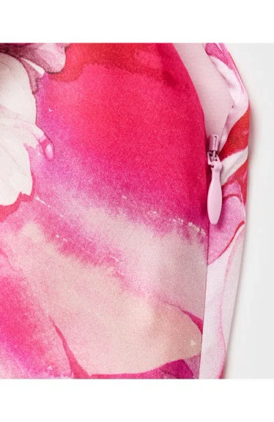 Mango Floral Print One-shoulder Dress In Multi