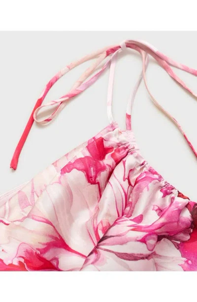 Mango Floral Print One-shoulder Dress In Multi