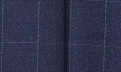 Zanella Devon Flat Front Windowpane Wool Dress Pants In Blue