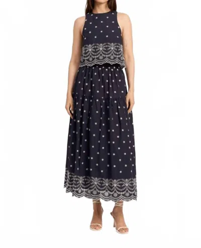 En Saison Nara Eyelet Embroidered Top In Navy In Blue