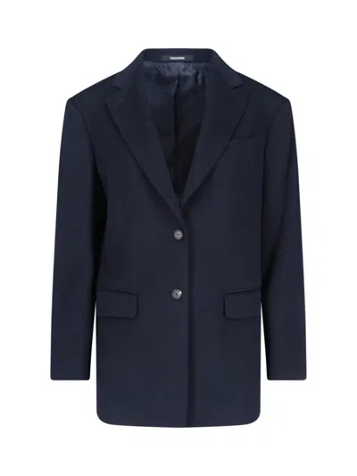Tagliatore Tailored Blazer With Notch Lapel And Buttoned Cuffs In Blue