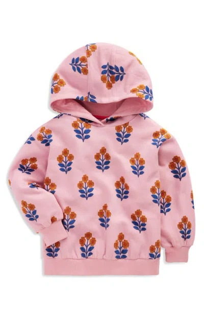 Mini Boden Kids' Floral Print Cotton Hoodie In Pink