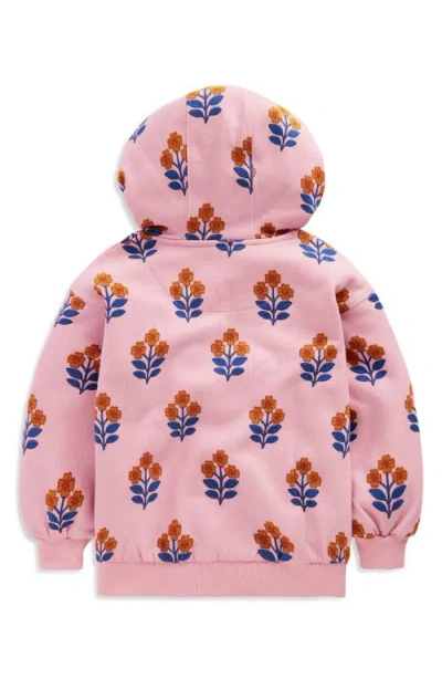 Mini Boden Kids' Floral Print Cotton Hoodie In Pink