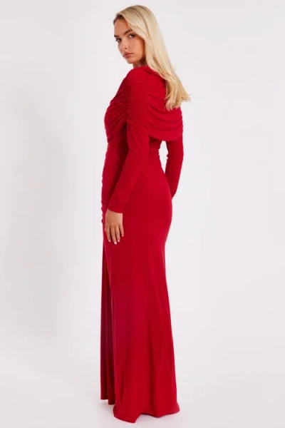 Quiz Ity Maxi Dress With Draping In Red