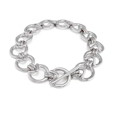 Unode50 Geometric Link Statement Necklace In Metallic