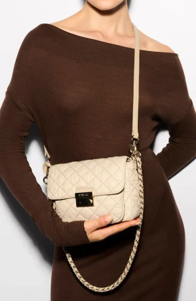 Mz Wallace Small Crosby Lock Quilted Nylon Crossbody Bag In Neutral