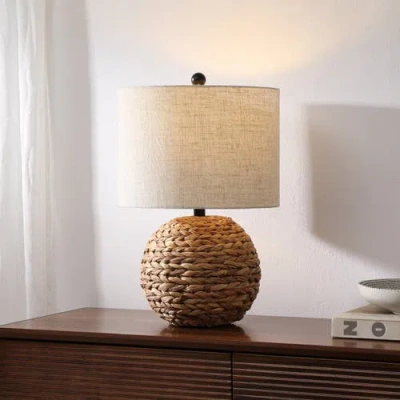 Jonathan Y Camilo 21.5" Modern Coastal Woven Rattan Globe Led Table Lamp In Brown