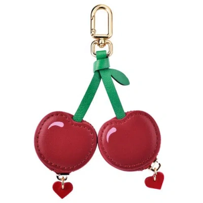 Posh Tech Leather Airtag Bag Charm In Red