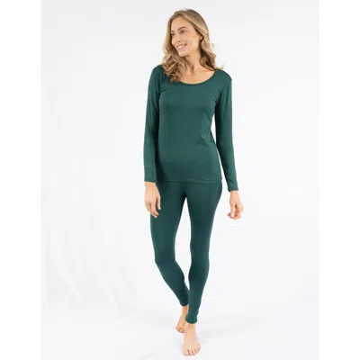 Leveret Womens Two Piece Boho Solid Thermal Pajamas In Green