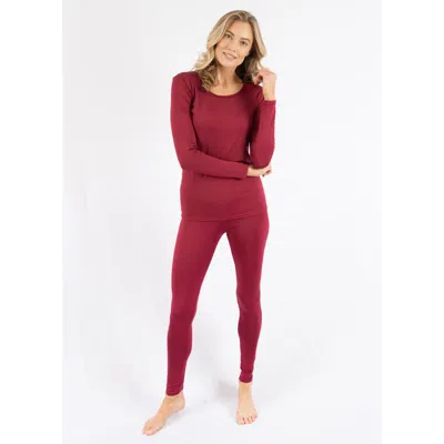 Leveret Womens Two Piece Classic Solid Thermal Pajamas In Burgundy