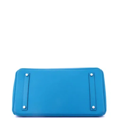 Pre-owned Hermes  Hermes Birkin Handbag Blue Epsom With Palladium Hardware 35 In Blue