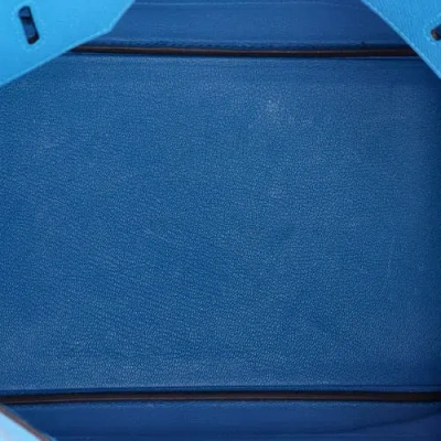 Pre-owned Hermes  Hermes Birkin Handbag Blue Epsom With Palladium Hardware 35 In Blue