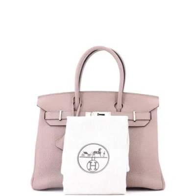 Pre-owned Hermes  Hermes Birkin Handbag Purple Clemence With Palladium Hardware 30 In Pink