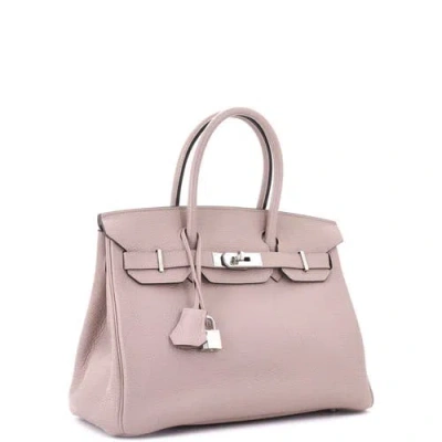 Pre-owned Hermes  Hermes Birkin Handbag Purple Clemence With Palladium Hardware 30 In Pink