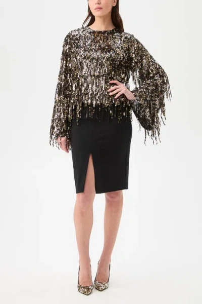 Trina Turk Satine Fringed Sequin Top In Multi