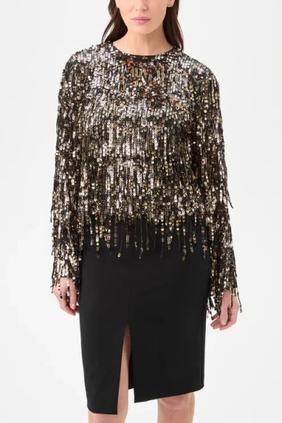 Trina Turk Satine Fringed Sequin Top In Multi