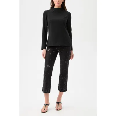 Trina Turk Baz High Neck Suiting Top In Black