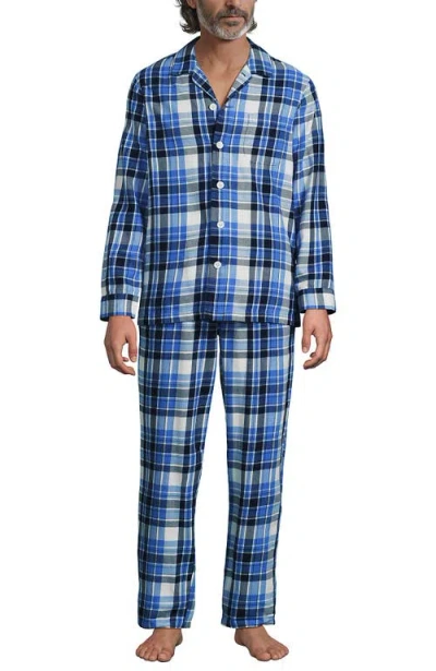 Lands' End Flannel Pajama Set In Blue