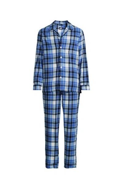 Lands' End Flannel Pajama Set In Blue