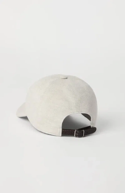 Brunello Cucinelli Beige Sparkling Canvas Baseball Cap In Gray