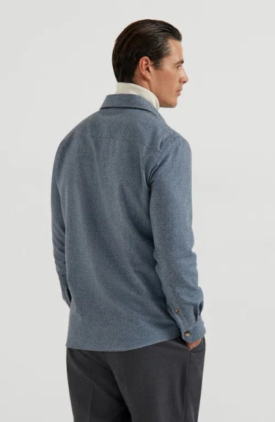 Brunello Cucinelli Virgin Wool Flannel Overshirt In Blue