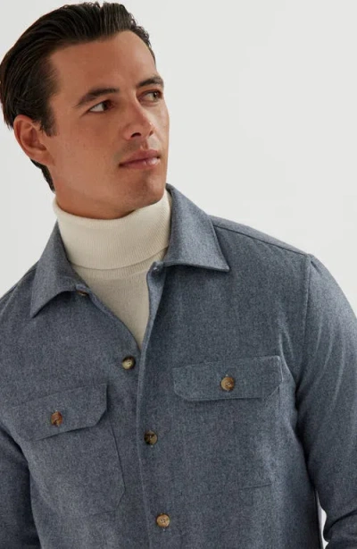 Brunello Cucinelli Virgin Wool Flannel Overshirt In Blue