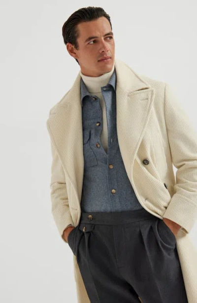 Brunello Cucinelli Virgin Wool Flannel Overshirt In Blue