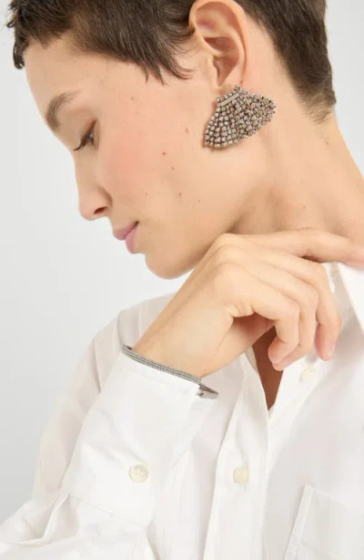 Brunello Cucinelli White Stretch Poplin Shiny Cuffs Shirt In White