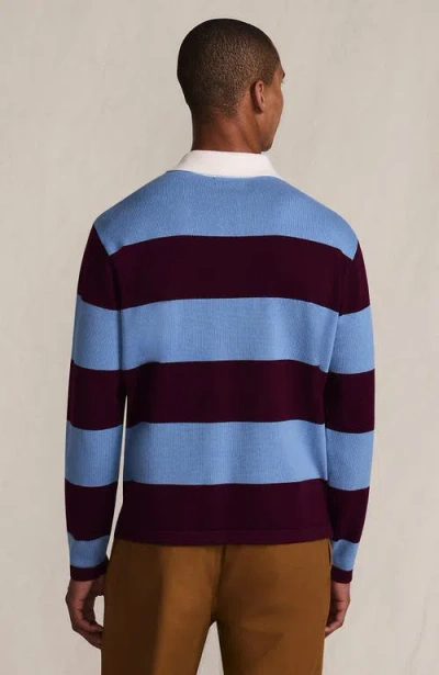 Lands' End Long Sleeve Cotton Rugby Sweater Polo In Multi