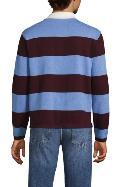 Lands' End Long Sleeve Cotton Rugby Sweater Polo In Multi