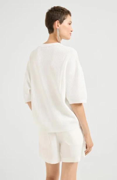 Brunello Cucinelli Cotton Cropped-sleeve Sweater In Neutral
