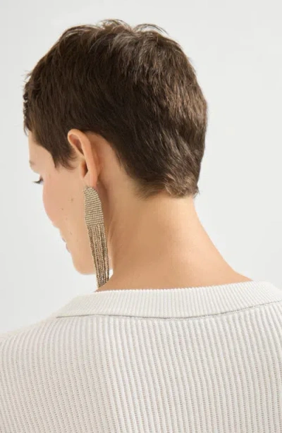 Brunello Cucinelli Cotton Cropped-sleeve Sweater In Neutral